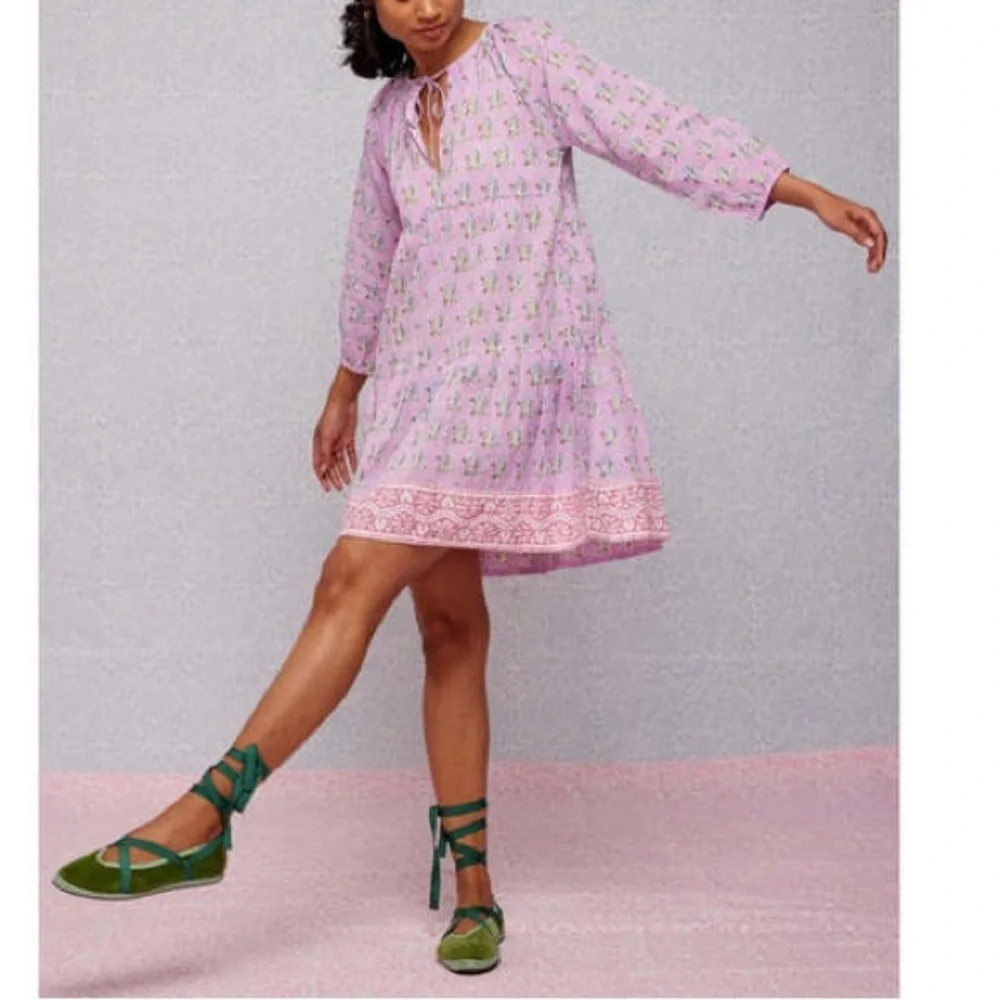 SZ Blockprints Priya dress violet paisley cotton gauze Medium - Picture 1 of 7